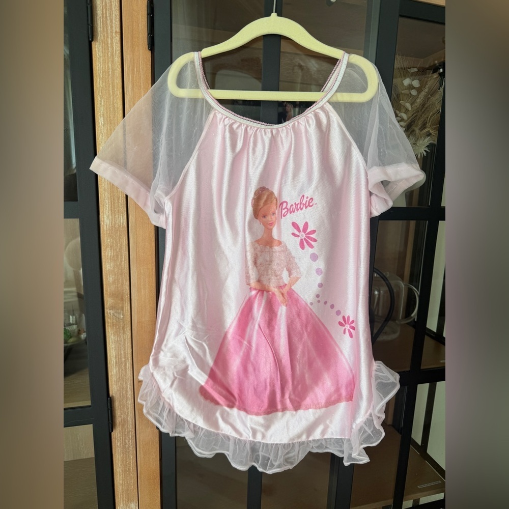 Vintage 2000 Barbie nightgown dress toddler girl y2k doll gown ruffle pajama top - Picture 5 of 8